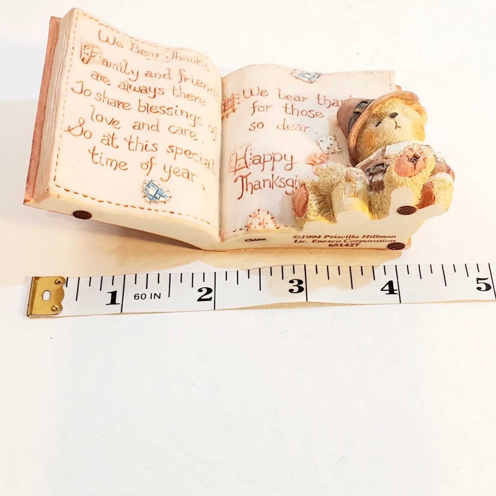 Vtg 1994 Cherished Teddies We Bear Thanks Thanksgiving Prayer Plaque Figurine - Thumbnail 6