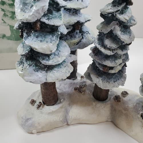 Vtg Dept 56 Heritage 1991 Village Pole Pine Forest Cold Cast Porcelain Retired - Thumbnail 3