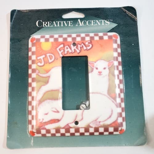 One Rocker Light Switch Cover Metal Wall Plate Sheep J.D. Farms Red Checkerboard