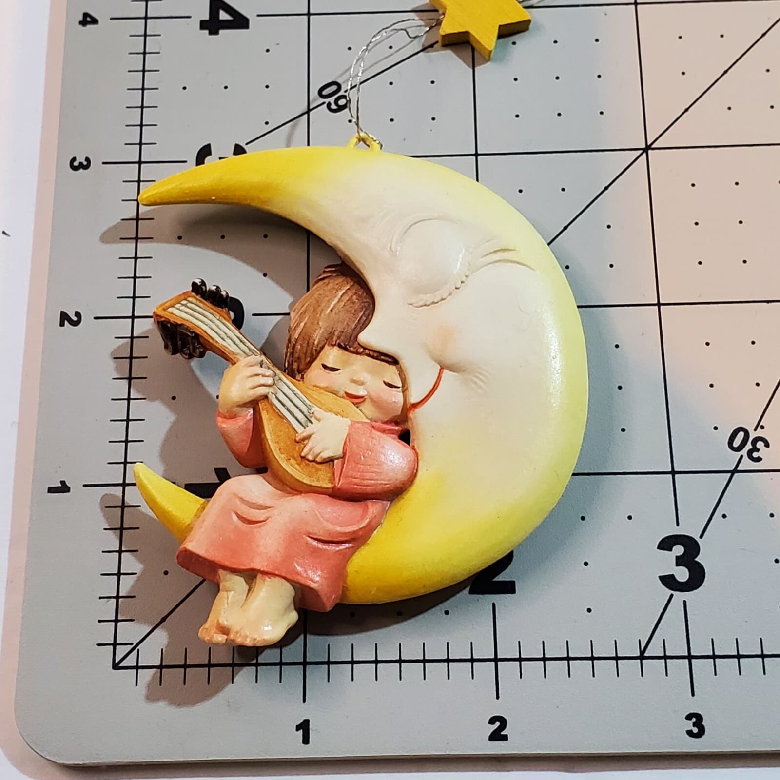 Vtg Anri Juan Ferrandiz Italy Girl Playing Mandolin on Moon Christmas Ornament - Thumbnail 7