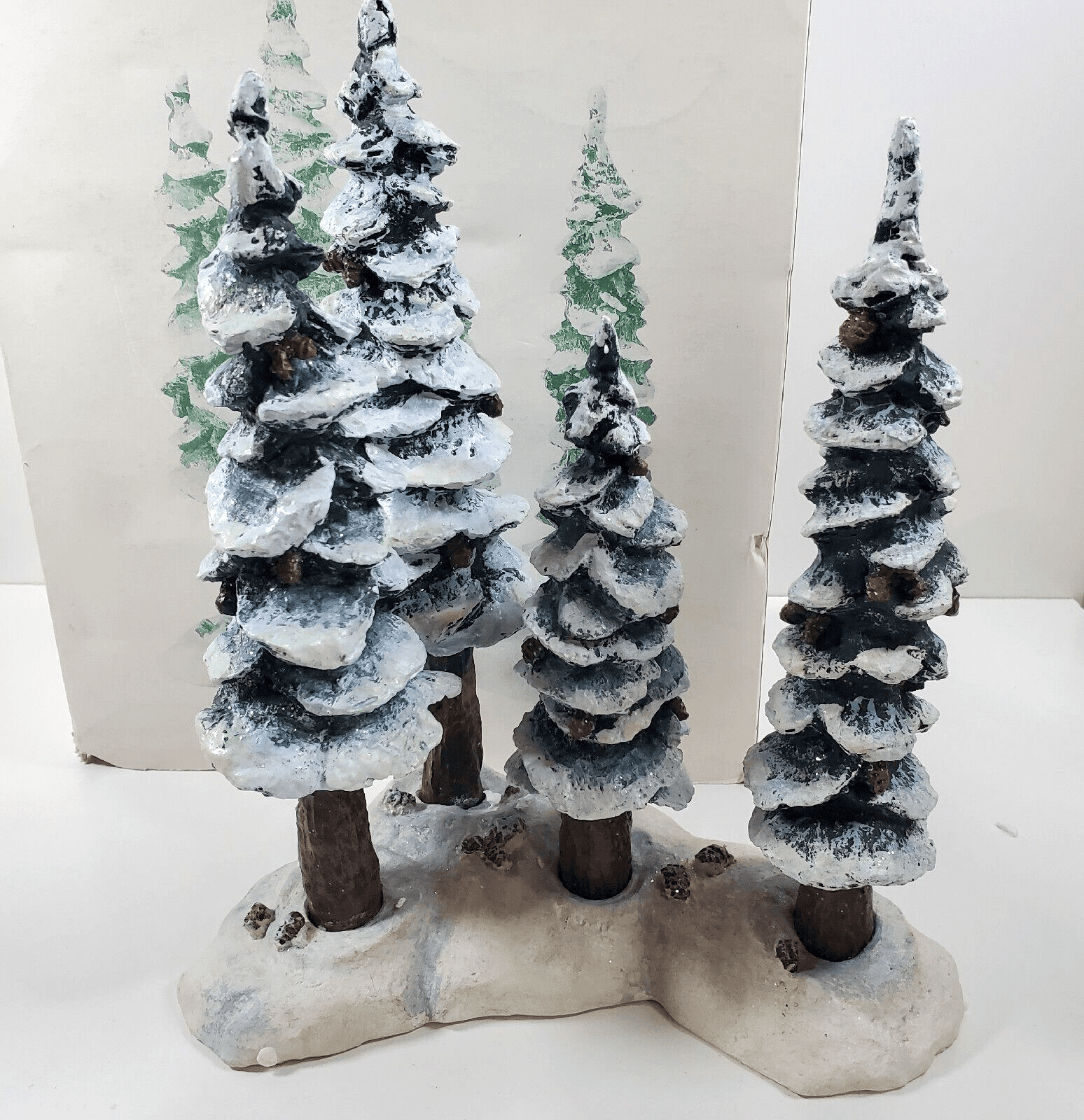 Vtg Dept 56 Heritage 1991 Village Pole Pine Forest Cold Cast Porcelain Retired