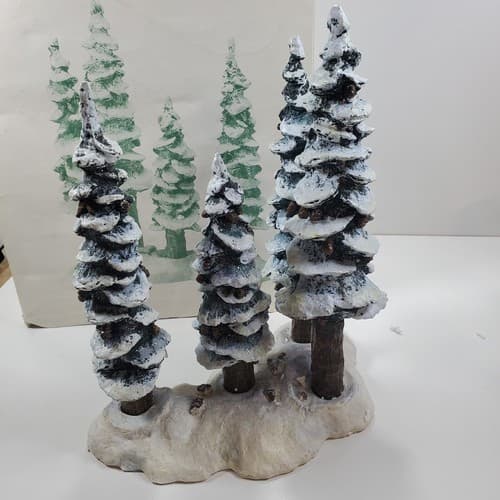 Vtg Dept 56 Heritage 1991 Village Pole Pine Forest Cold Cast Porcelain Retired - Thumbnail 5