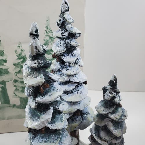 Vtg Dept 56 Heritage 1991 Village Pole Pine Forest Cold Cast Porcelain Retired - Thumbnail 4