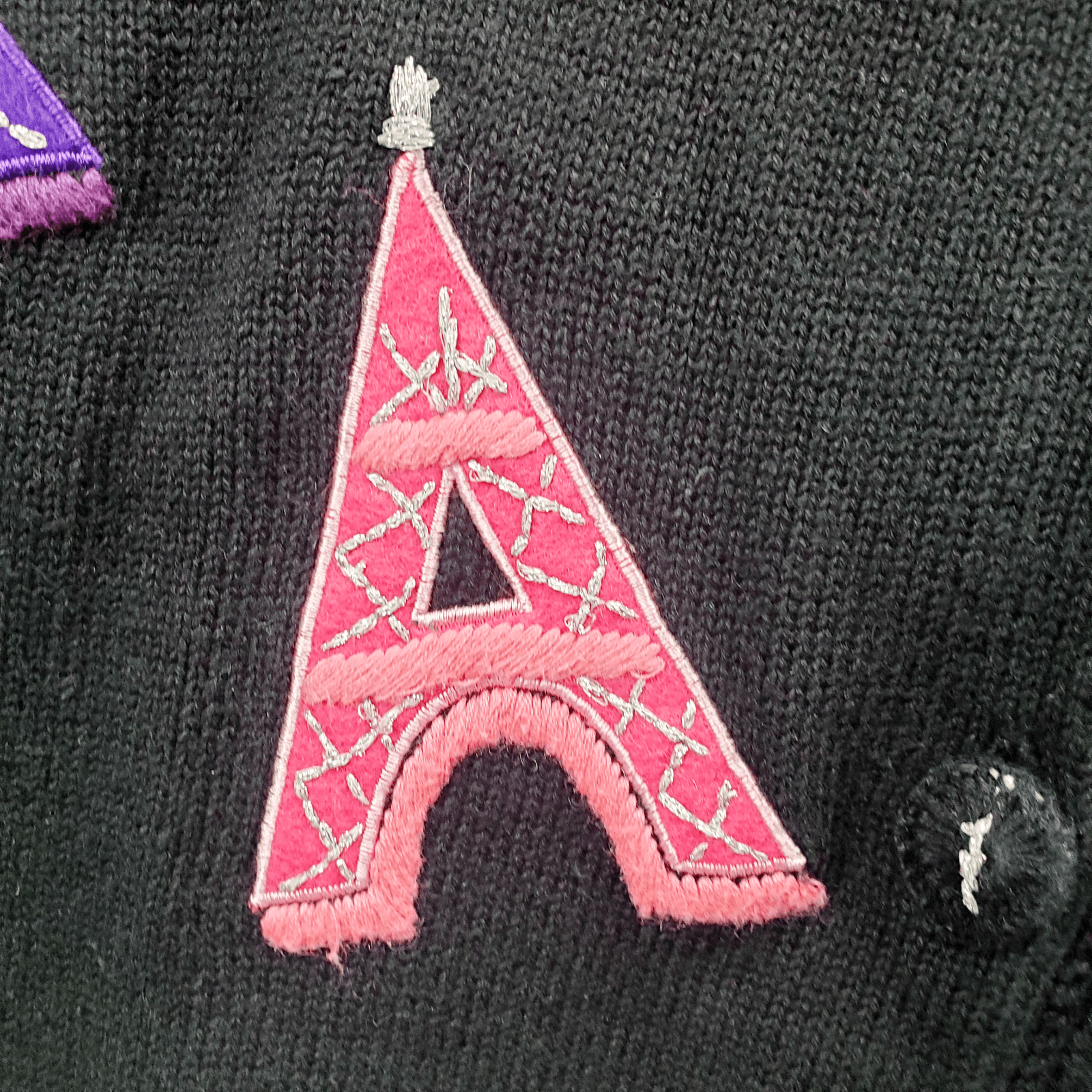 Vtg Belle Pointe Cardigan Sweater Size L PARIS Eiffel Tower Applique Embroidery - Thumbnail 5