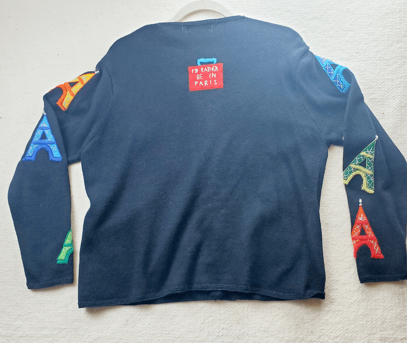 Vtg Belle Pointe Cardigan Sweater Size L PARIS Eiffel Tower Applique Embroidery - Thumbnail 7