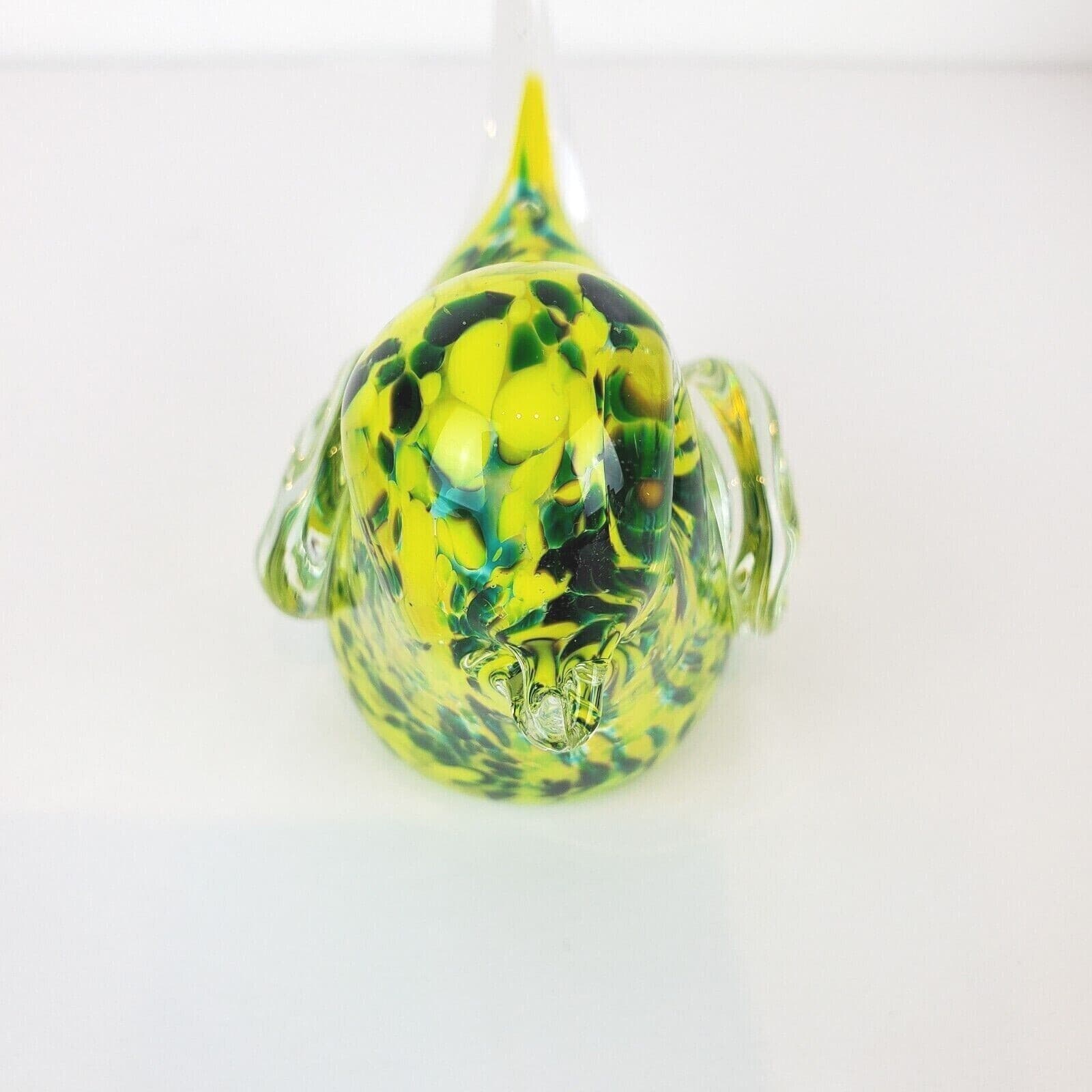 Art Glass Hand Blown Green & Yellow Bird Paperweight 3” Tall x 5.75" Length - Thumbnail 3