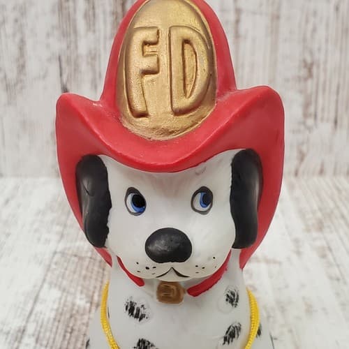 Vintage JASCO 1980 Critter Bells Bisque Porcelain Dalmation Dog Firehouse w tag - Thumbnail 2