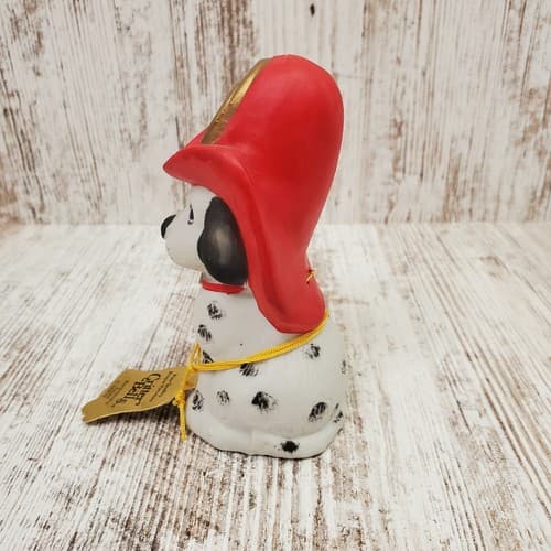 Vintage JASCO 1980 Critter Bells Bisque Porcelain Dalmation Dog Firehouse w tag - Thumbnail 4