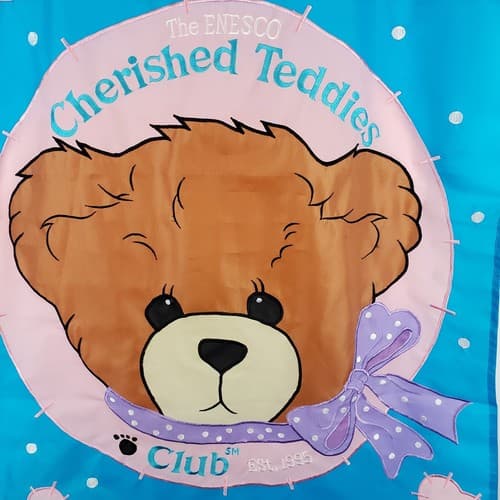 Vintage Enesco Cherished Teddies Club 1995 Applique Outdoor Garden Flag 28 x 40 - Thumbnail 2