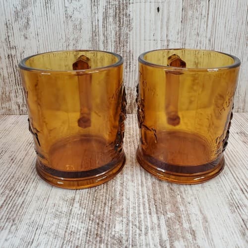 Vintage Nursery Rhyme Amber Glass Humpty Dumpty Tom Tom Child's Cups Set of 2 - Thumbnail 4