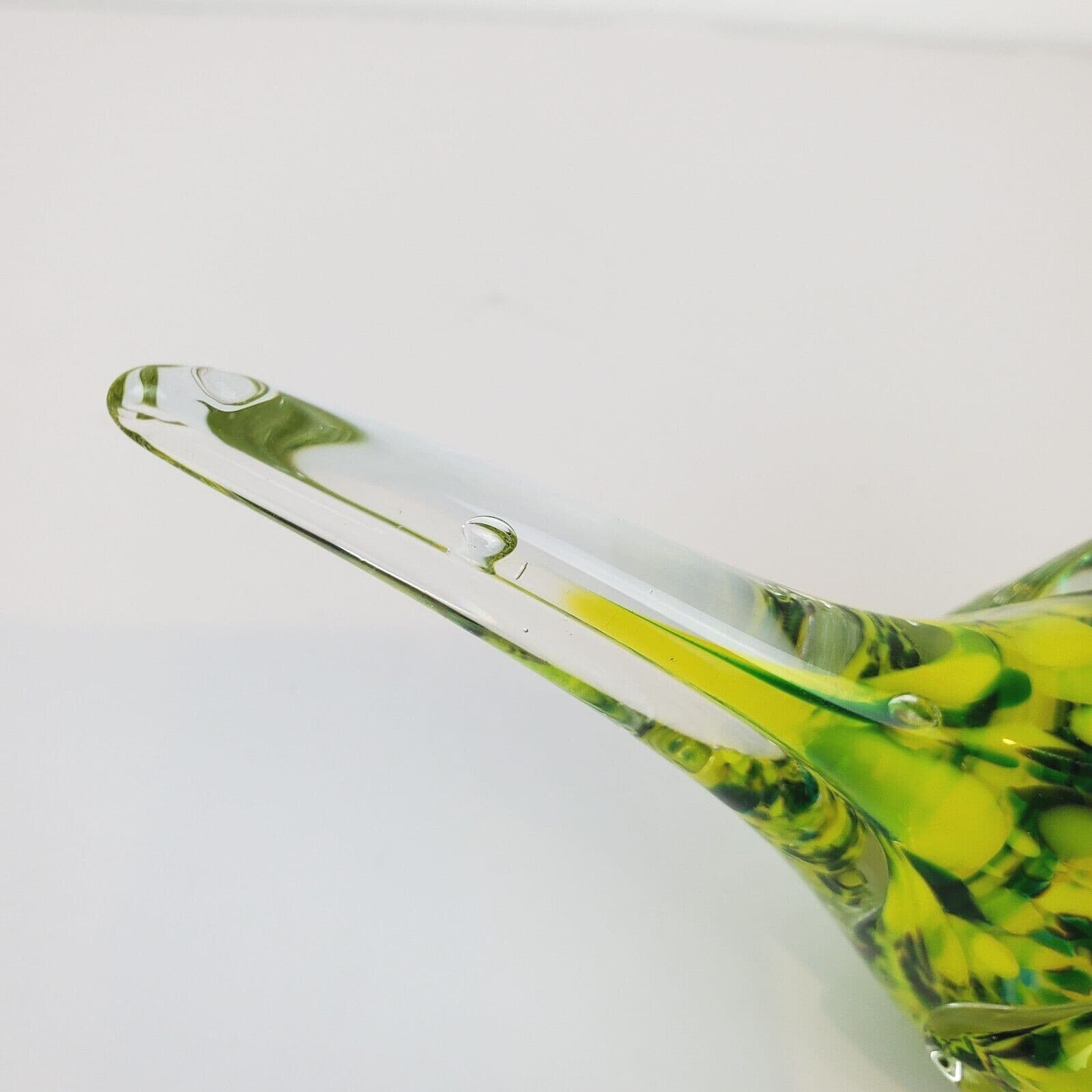 Art Glass Hand Blown Green & Yellow Bird Paperweight 3” Tall x 5.75" Length - Thumbnail 5