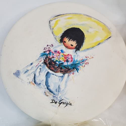 Vtg Ted DeGrazia Southwestern Sandstone Dew Stopper Round Coaster Set 4" - Thumbnail 7