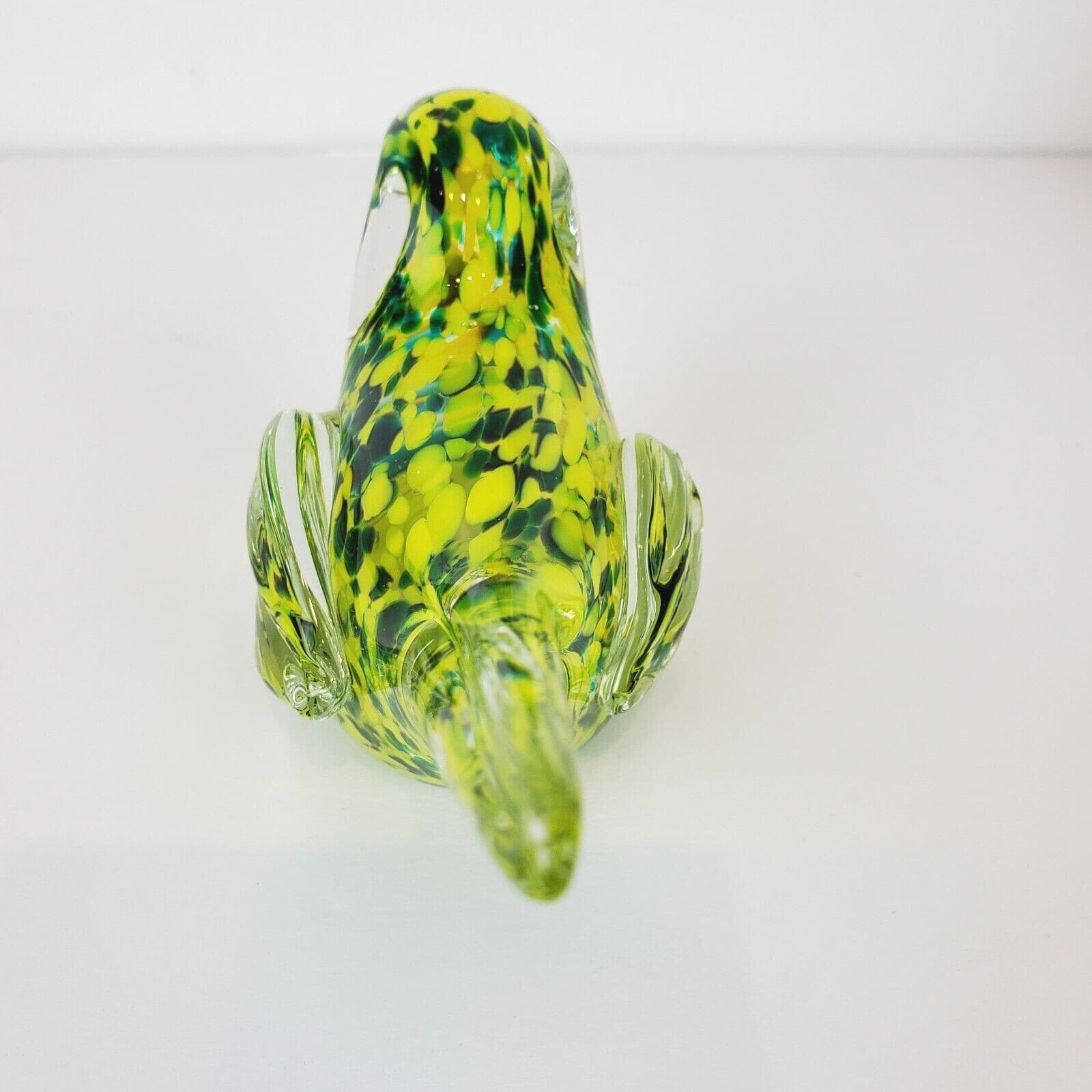 Art Glass Hand Blown Green & Yellow Bird Paperweight 3” Tall x 5.75" Length - Thumbnail 6