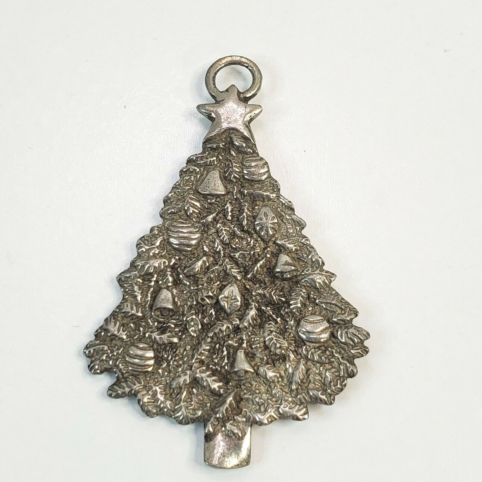 Vintage 1983 Signed SEAGULL Pewter Christmas Tree Holiday Ornament or Pendant