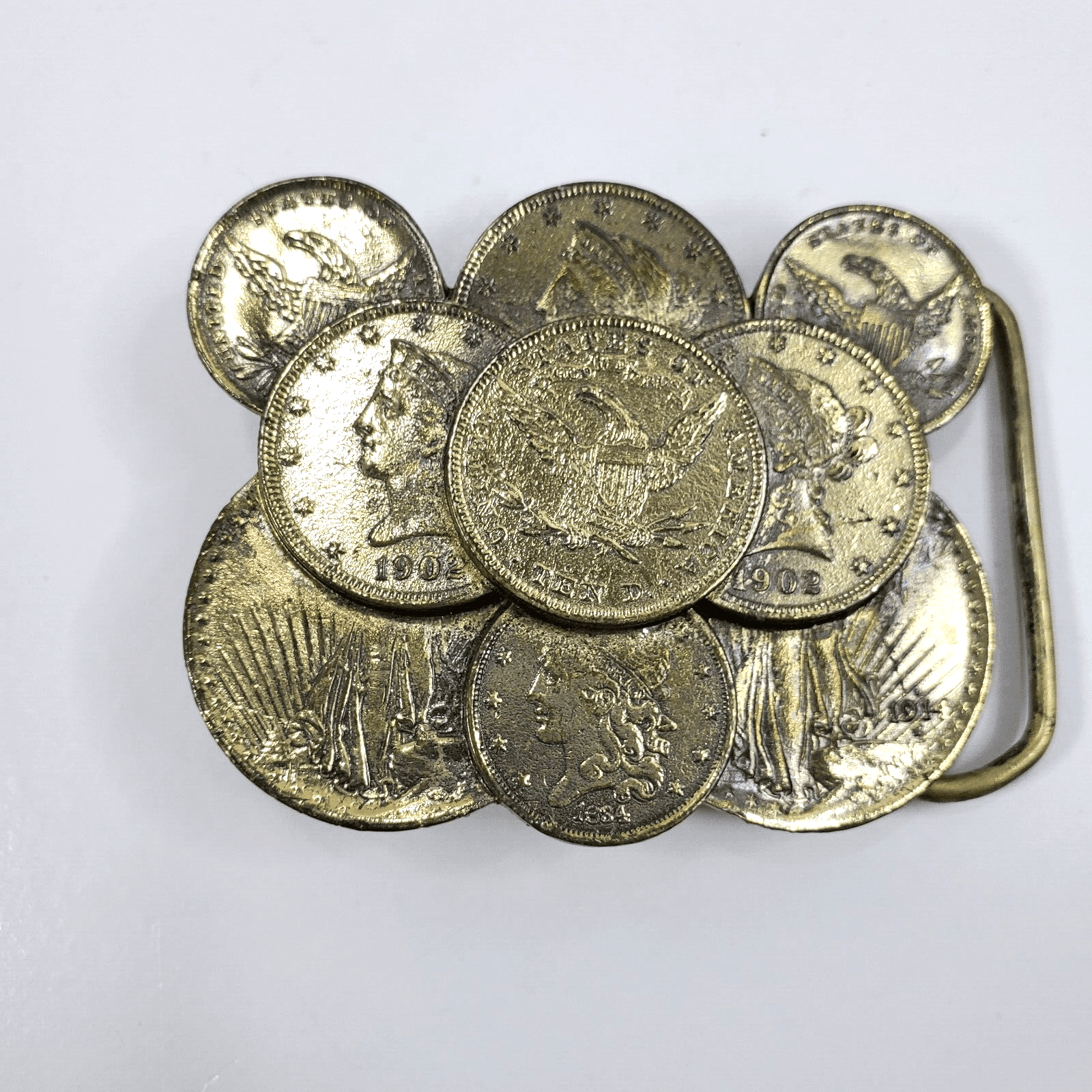 Vintage Coin Collage Belt Buckle C & J 1982 Limited Edition 124/1000 USA