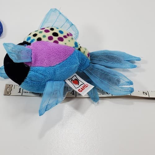 2 Ganz Webkinz Lil'Kinz Purple / Polka Dot Fish Plush Stuff Animal Toy NO CODES - Thumbnail 12