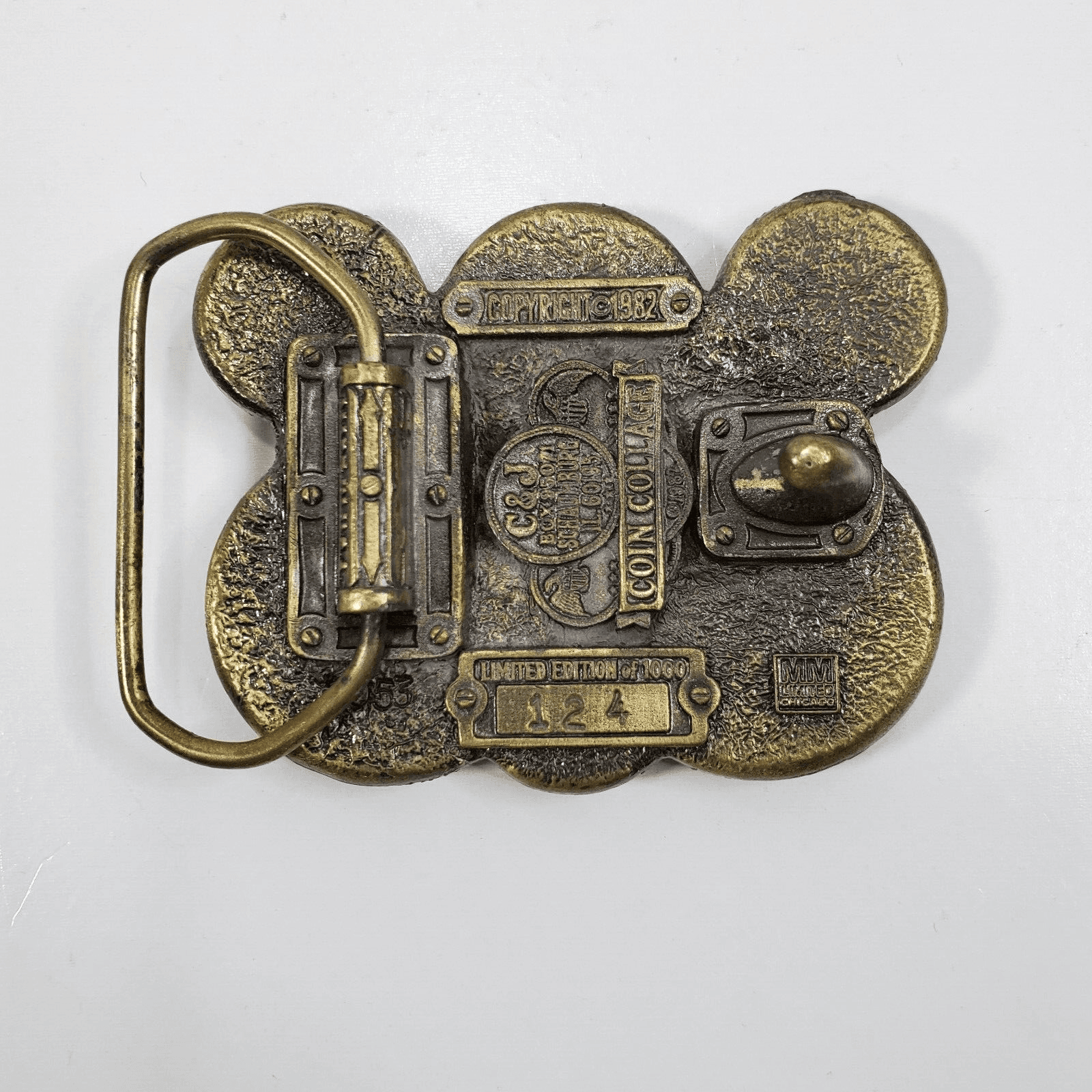 Vintage Coin Collage Belt Buckle C & J 1982 Limited Edition 124/1000 USA - Thumbnail 2