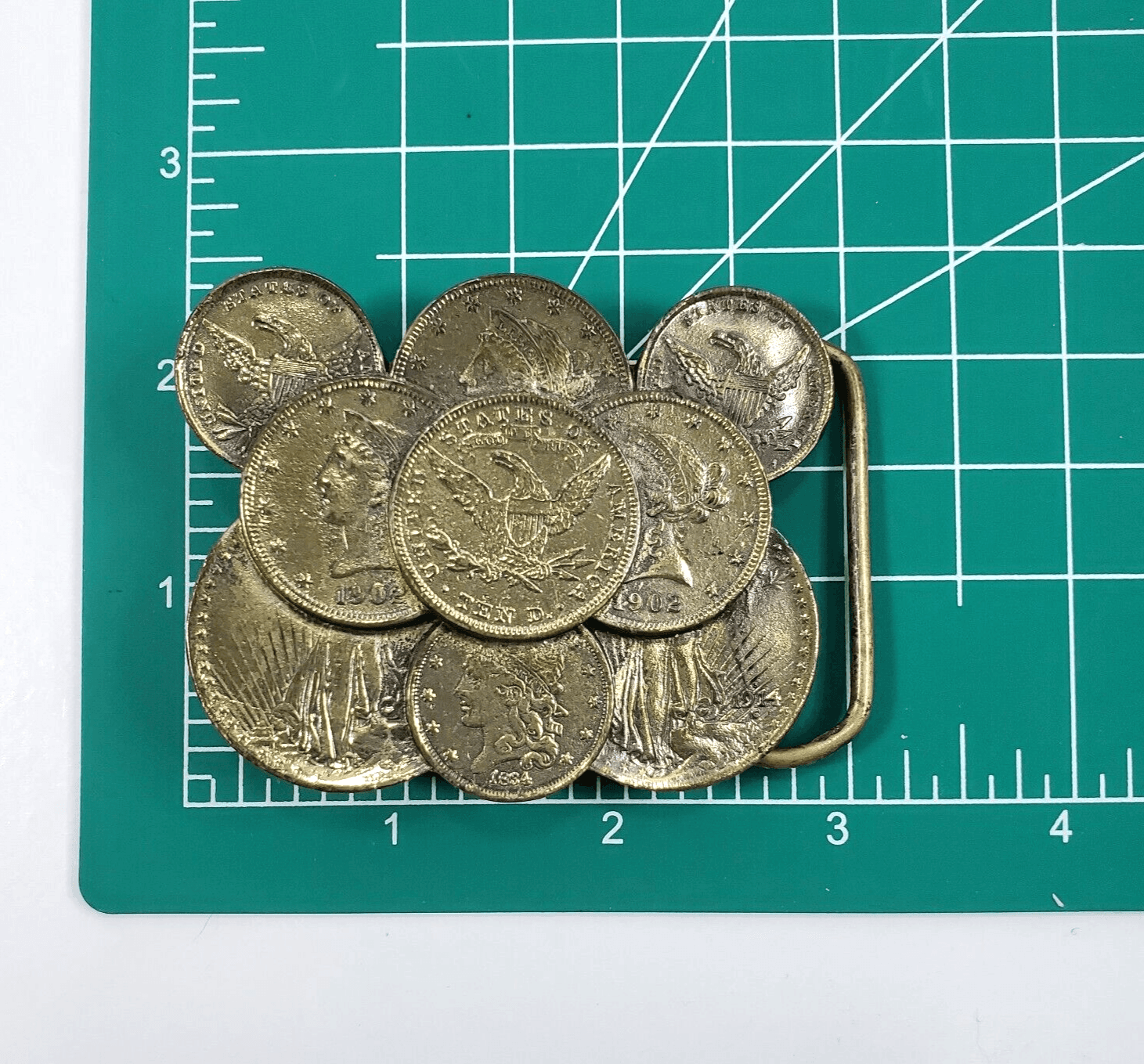 Vintage Coin Collage Belt Buckle C & J 1982 Limited Edition 124/1000 USA - Thumbnail 5