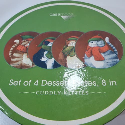 Casa Moda Cuddly Kitties 8 in Dessert Plates Diane Arthurs Winter Cats Set of 4 - Thumbnail 8