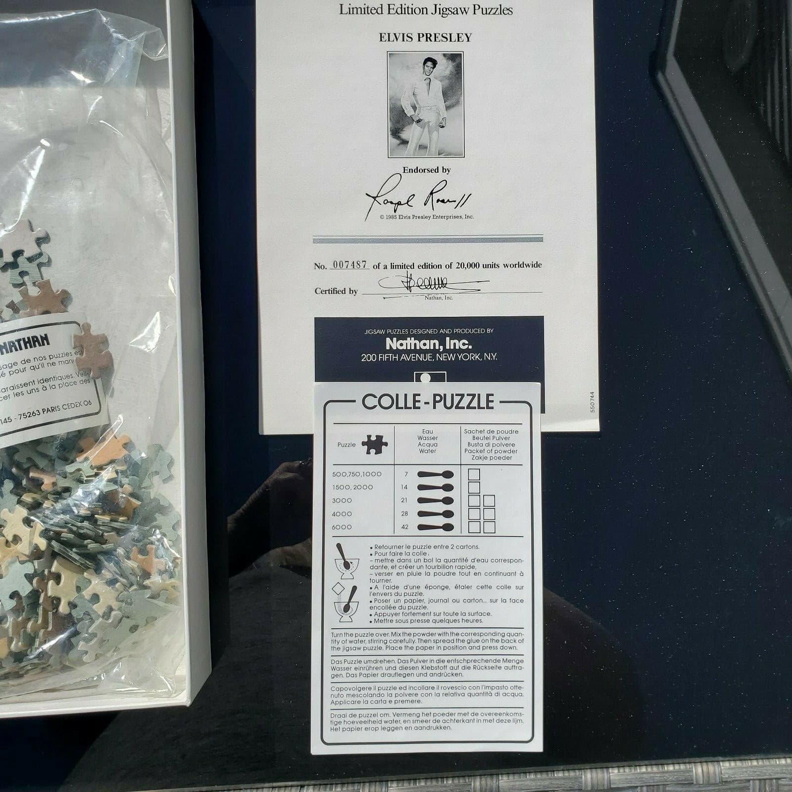 Vtg 1985 Elvis Presley 1000 Piece Jigsaw Puzzle by Nathan Numbered Certificate - Thumbnail 4