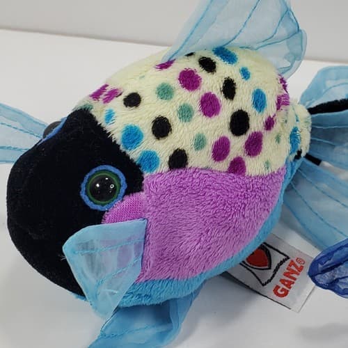 2 Ganz Webkinz Lil'Kinz Purple / Polka Dot Fish Plush Stuff Animal Toy NO CODES - Thumbnail 4