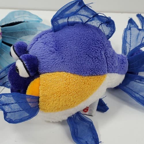 2 Ganz Webkinz Lil'Kinz Purple / Polka Dot Fish Plush Stuff Animal Toy NO CODES - Thumbnail 7