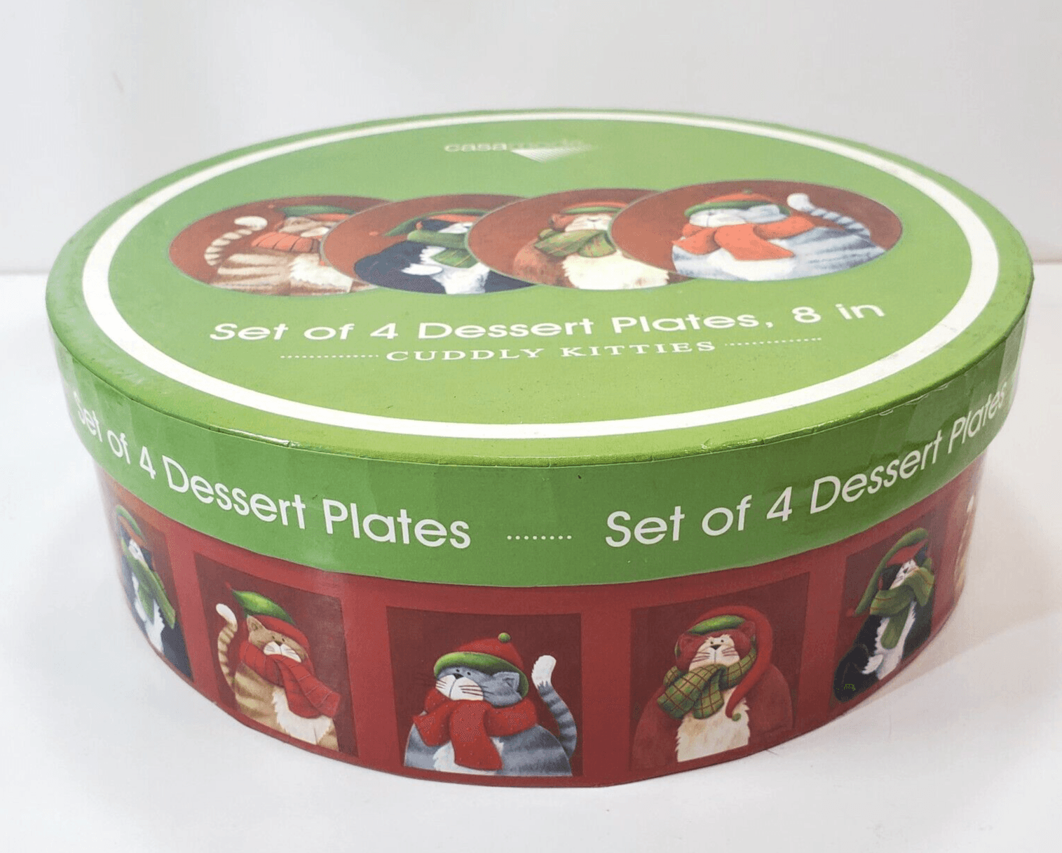Casa Moda Cuddly Kitties 8 in Dessert Plates Diane Arthurs Winter Cats Set of 4
