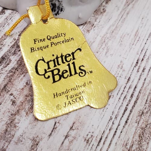 Vintage JASCO 1980 Critter Bells Bisque Porcelain Dalmation Dog Firehouse w tag - Thumbnail 3