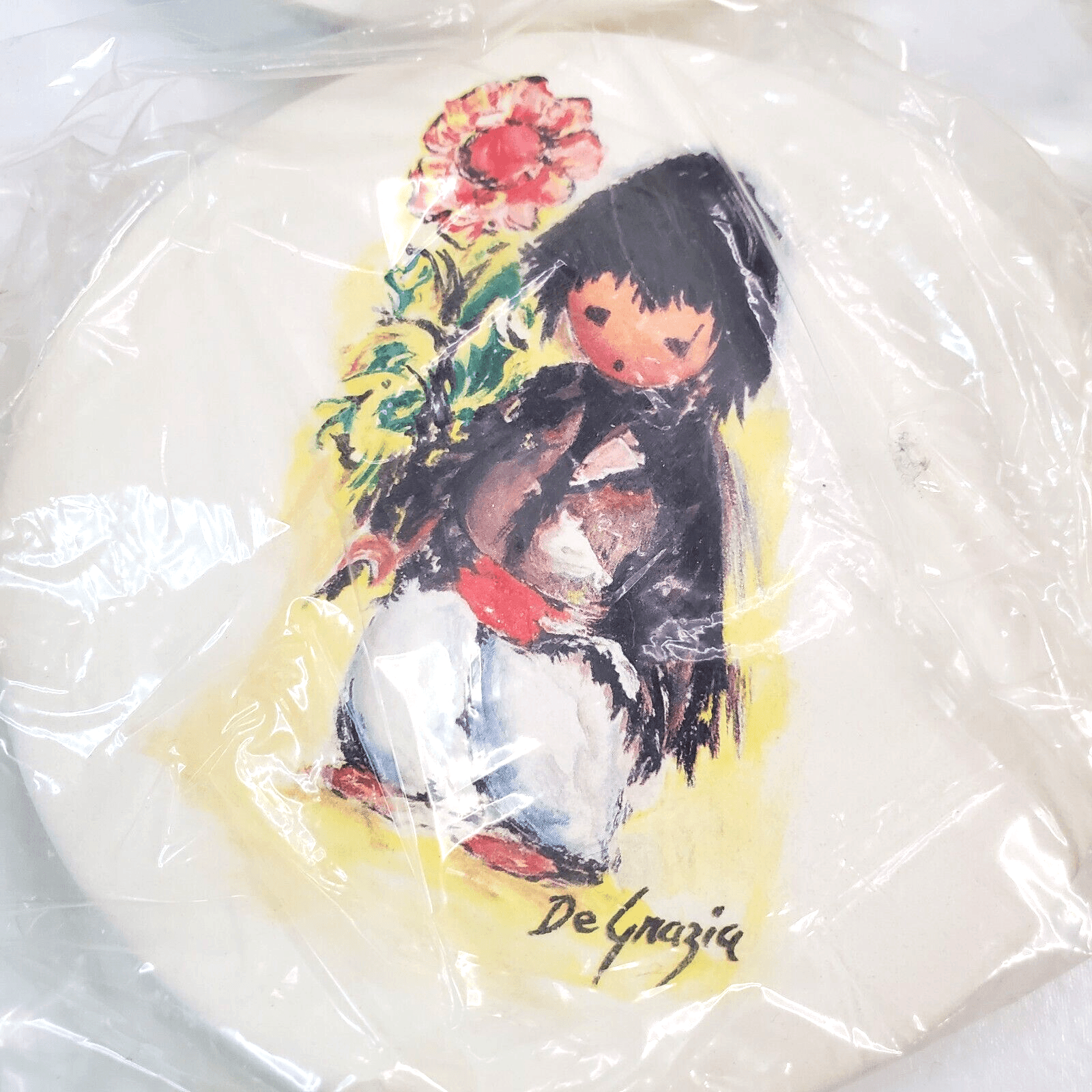 Vtg Ted DeGrazia Southwestern Sandstone Dew Stopper Round Coaster Set 4" - Thumbnail 5