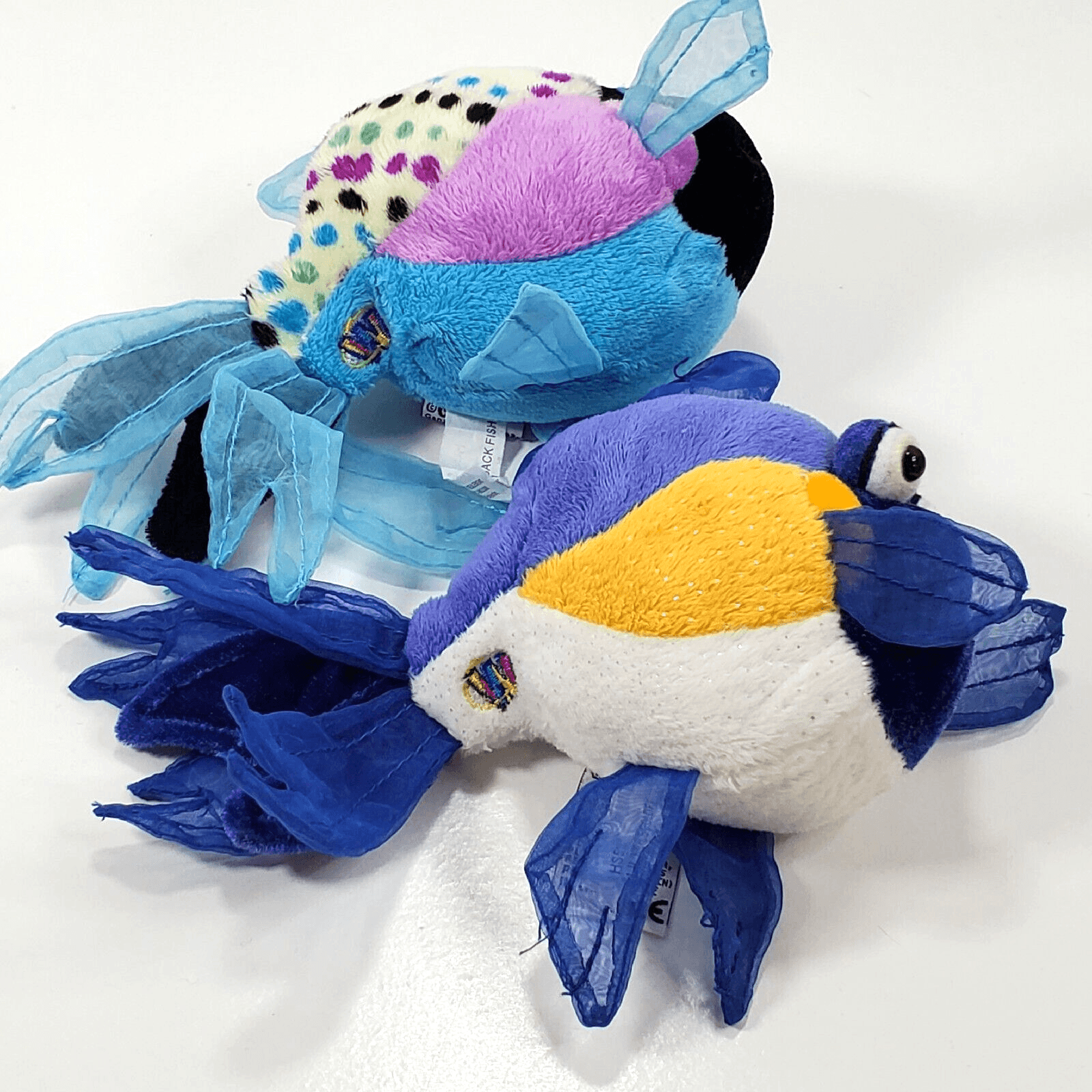 2 Ganz Webkinz Lil'Kinz Purple / Polka Dot Fish Plush Stuff Animal Toy NO CODES - Thumbnail 3