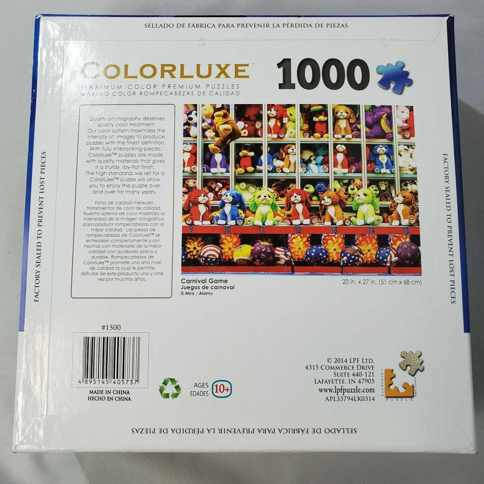 Colorluxe Maximum Color 1000 Piece Puzzle Carnival Game 20" x 27" Stuffed Dogs - Thumbnail 7