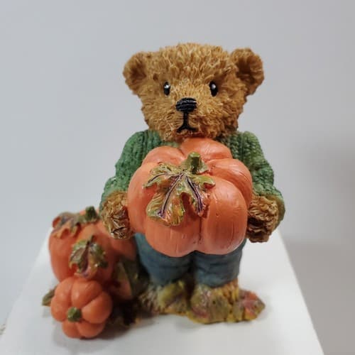 Home Interiors Kuddles Korner Thank You Bears Fall Bear with Harvest Pumpkins
