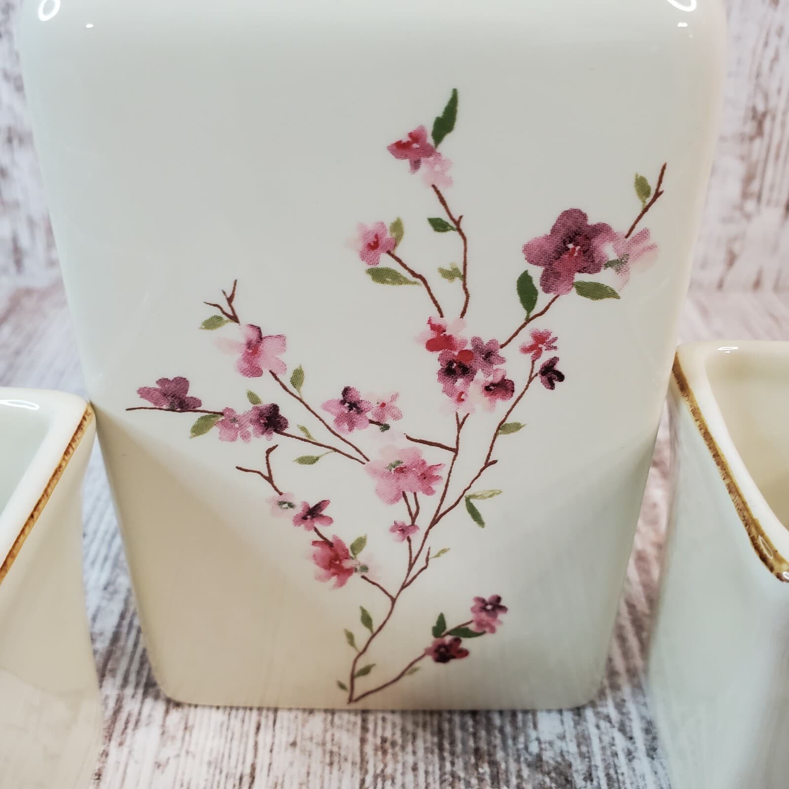 Pottery Barn 5 pc Cherry Blossom Design Sake Tea Set 4 Cups & Bottle Floral - Thumbnail 3
