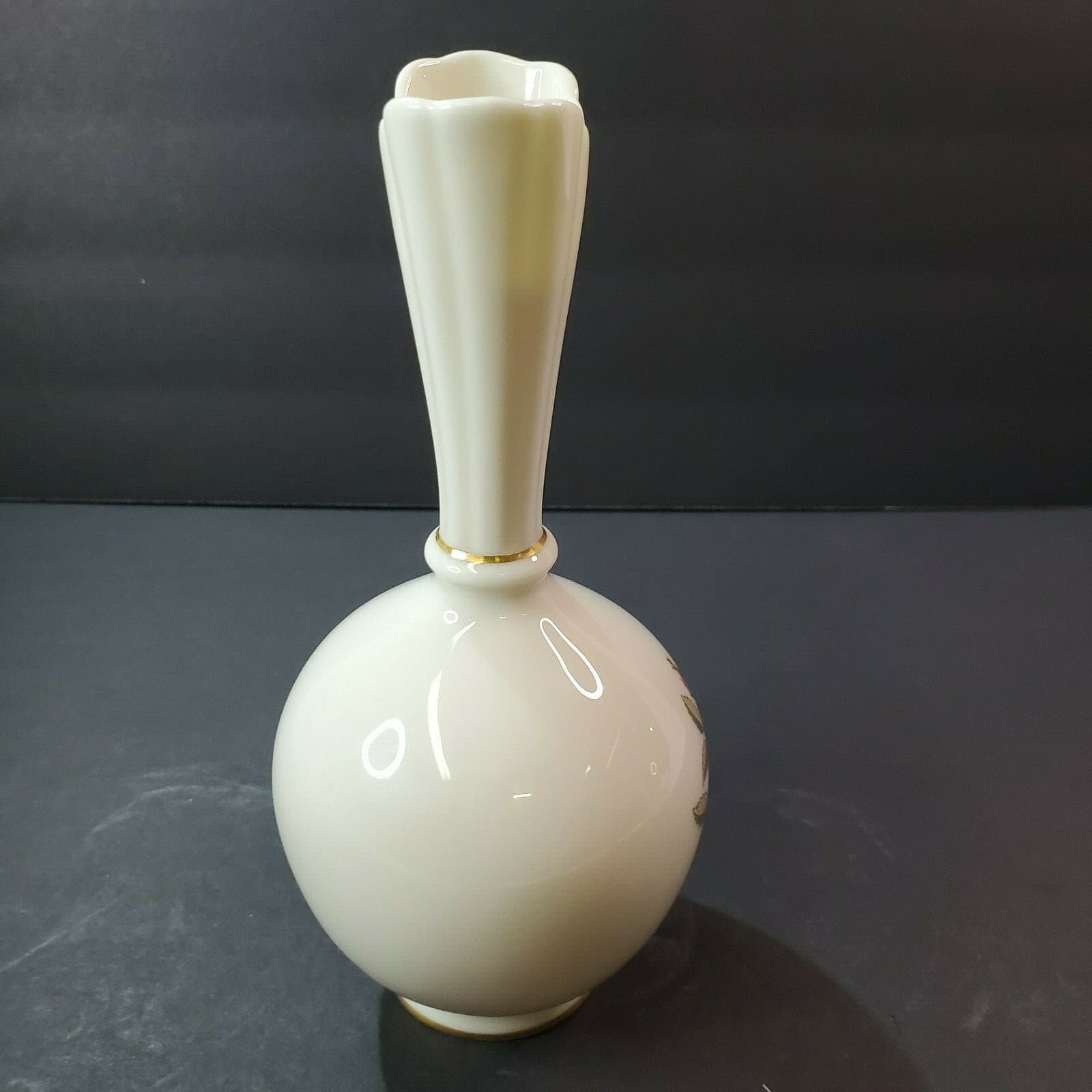 Vintage LENOX Bud Vase RHODORA Pattern Cream w/ Rose & Gold Trim 8" - Thumbnail 7
