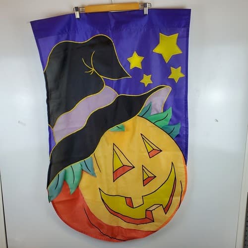 Vintage Halloween Pumpkin Jack-O-Lantern Applique Outdoor Flag Banner 28” X 44” - Thumbnail 2