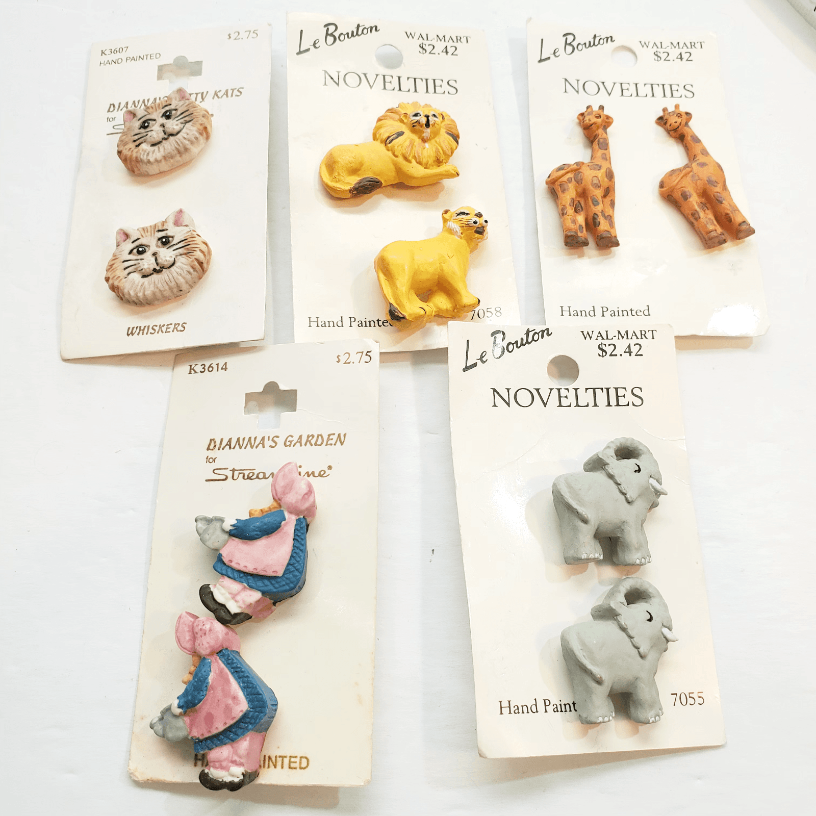Vtg Le Bouton & Dianna's Plastic Animal Shaped Buttons Lot Of 5 (10 Buttons)