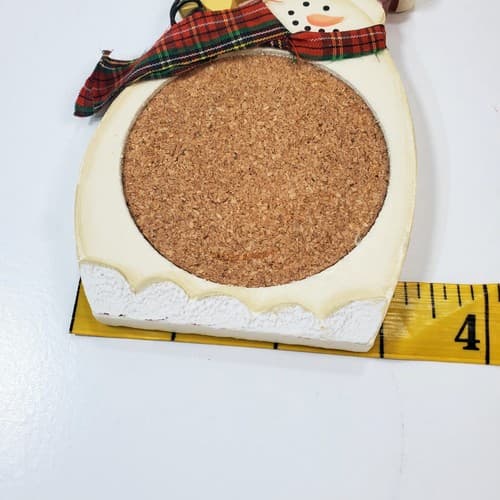 Snowman Coasters Wood and Cork Folk Art Style Set of 4 In Box Christmas Holiday - Thumbnail 7