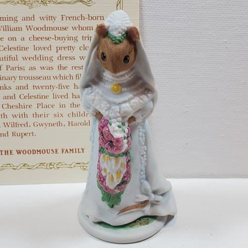 Vtg 1985 Woodmouse Family Celestine Mouse Figurine With Name Card Franklin Mint - Thumbnail 2