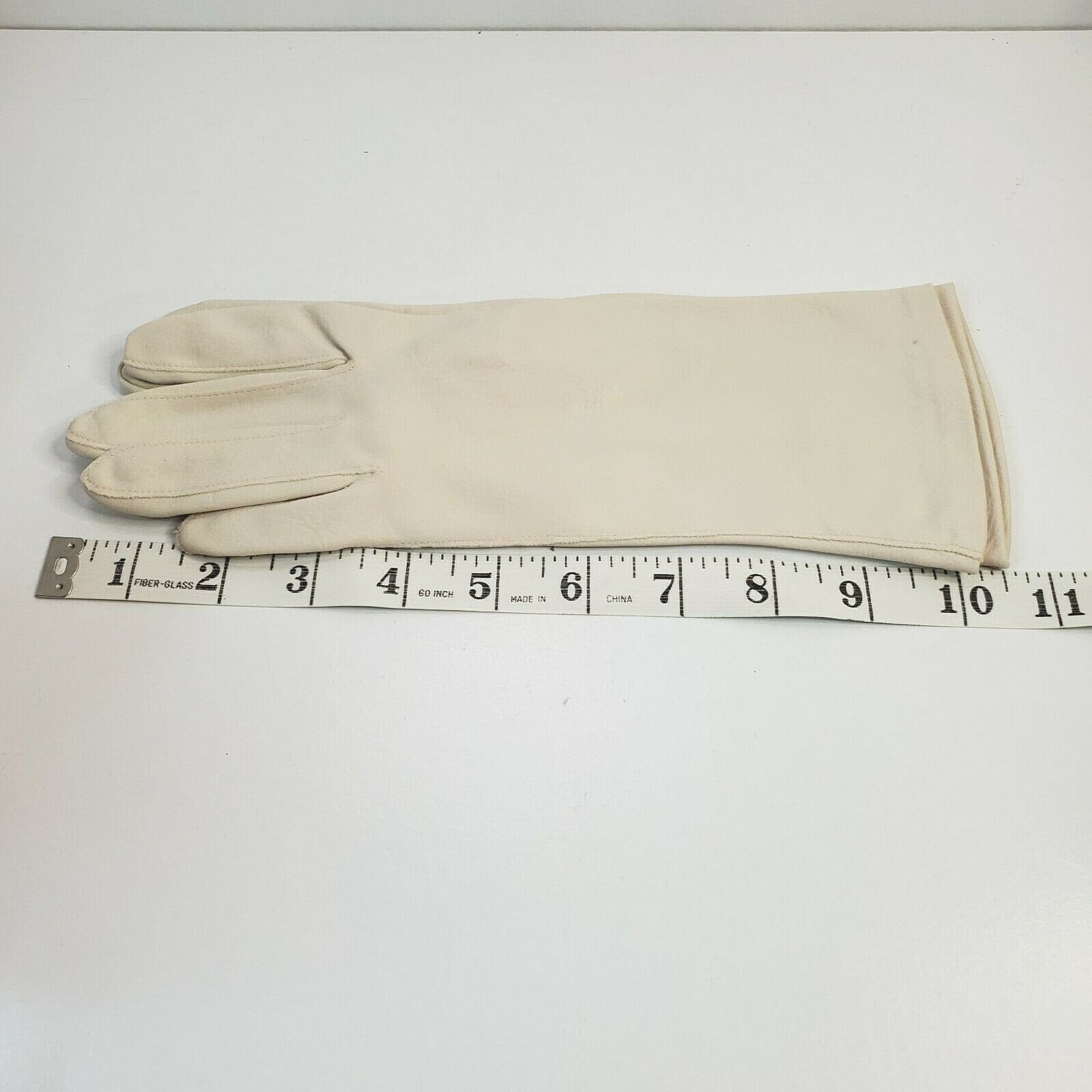 Vintage Van Raalte Beige Nylon Gloves Stitching Soft Size 7 1/2" Philippines - Thumbnail 2