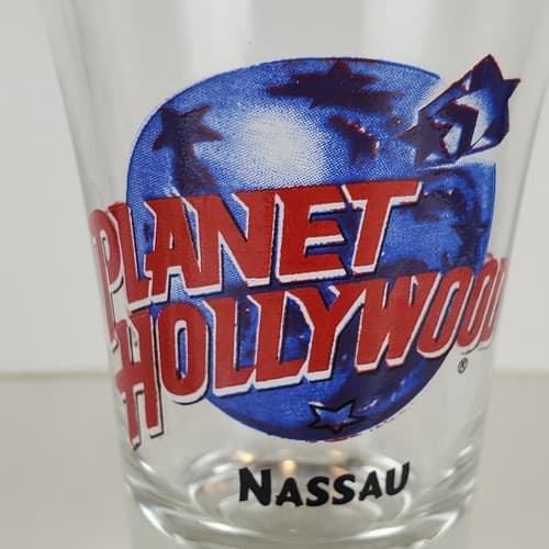 Vintage Planet Hollywood Nassau Souvenir Shot Glass Travel Barware Man Cave - Thumbnail 2