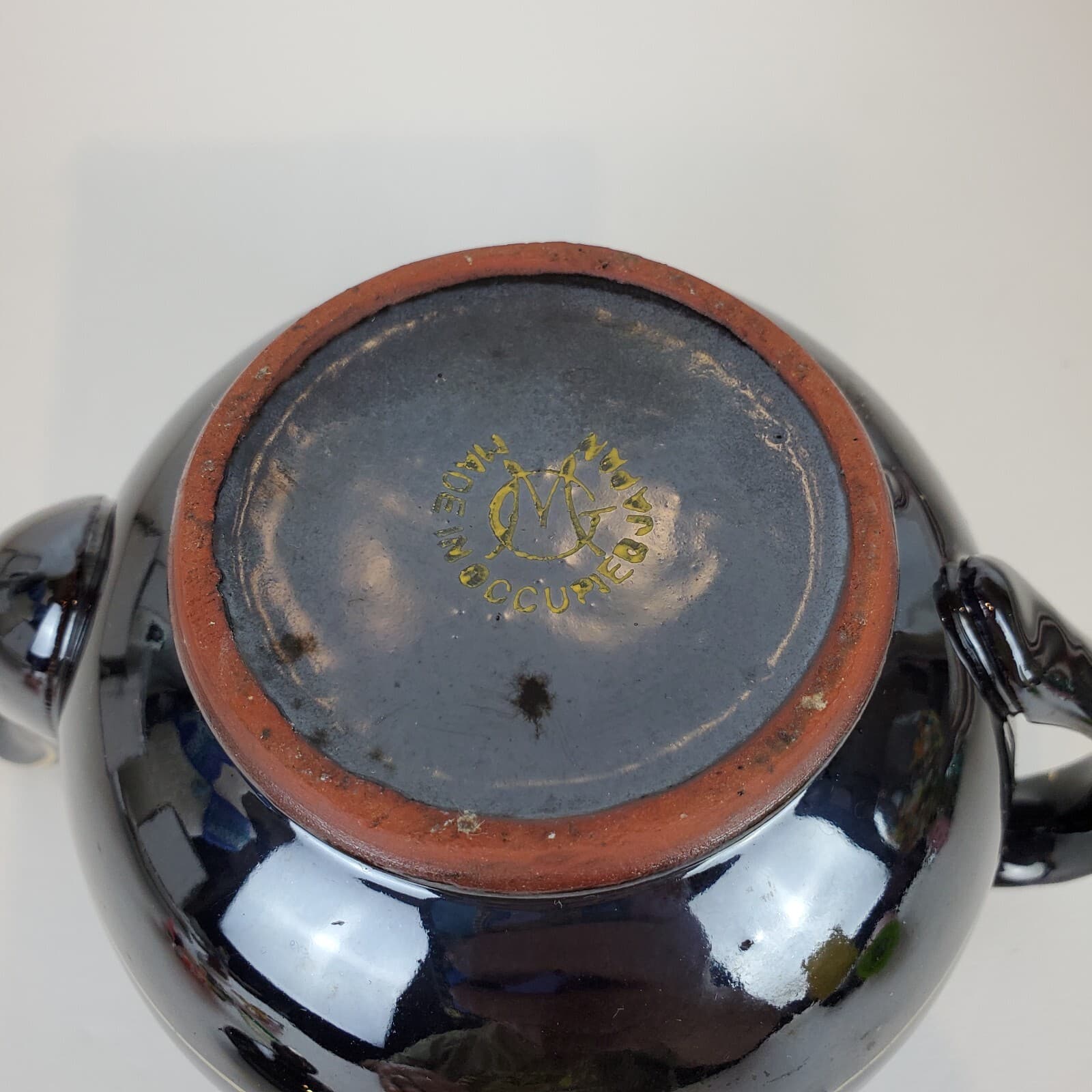 Vtg Small Japanese Teapot Made In Occupied Japan Moriage Hand Painted Redware - Thumbnail 6