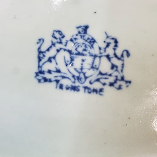 Victoria Ware Ironstone Staffordshire Blue Reticulated Pierced 7" Handled Basket - Thumbnail 7