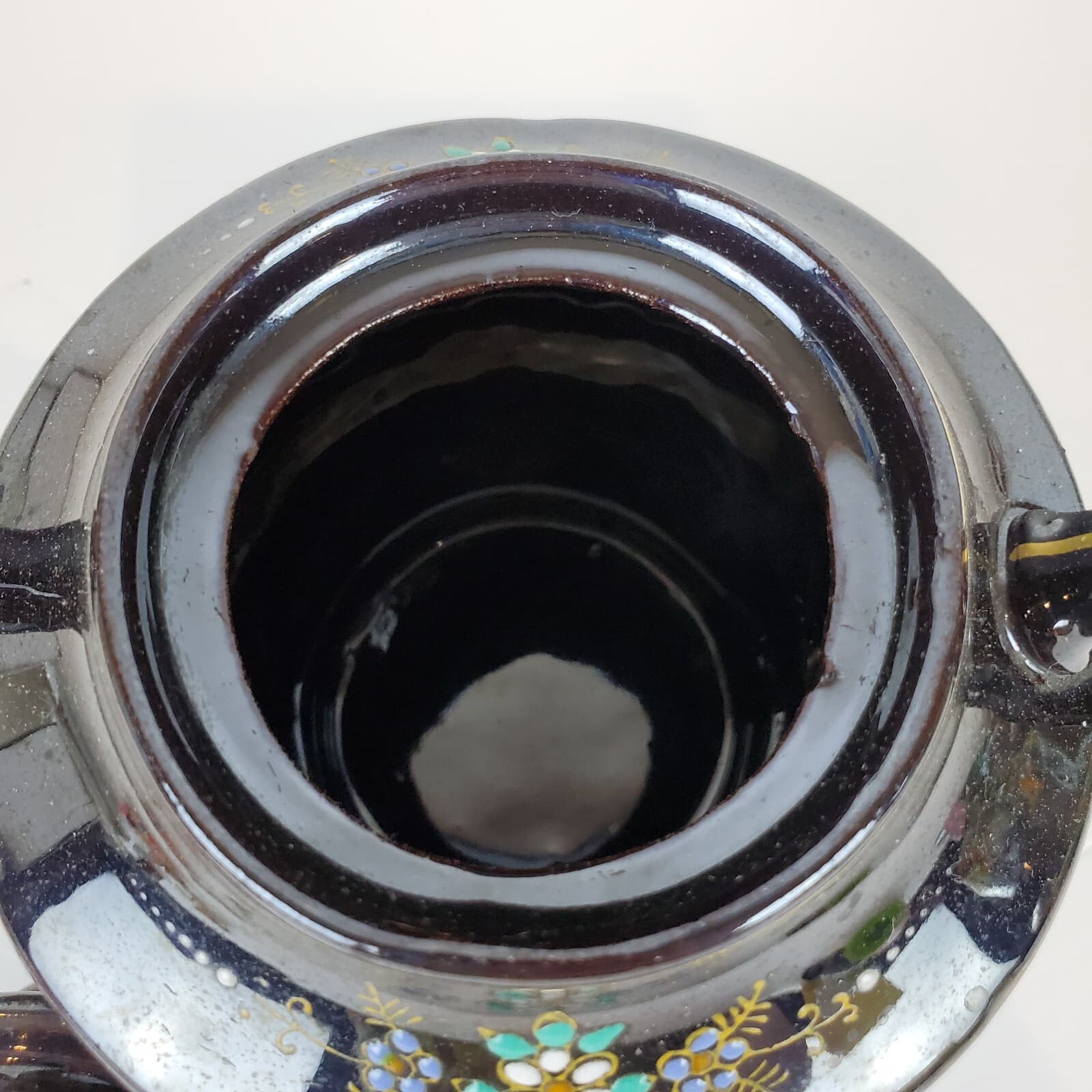Vtg Small Japanese Teapot Made In Occupied Japan Moriage Hand Painted Redware - Thumbnail 3