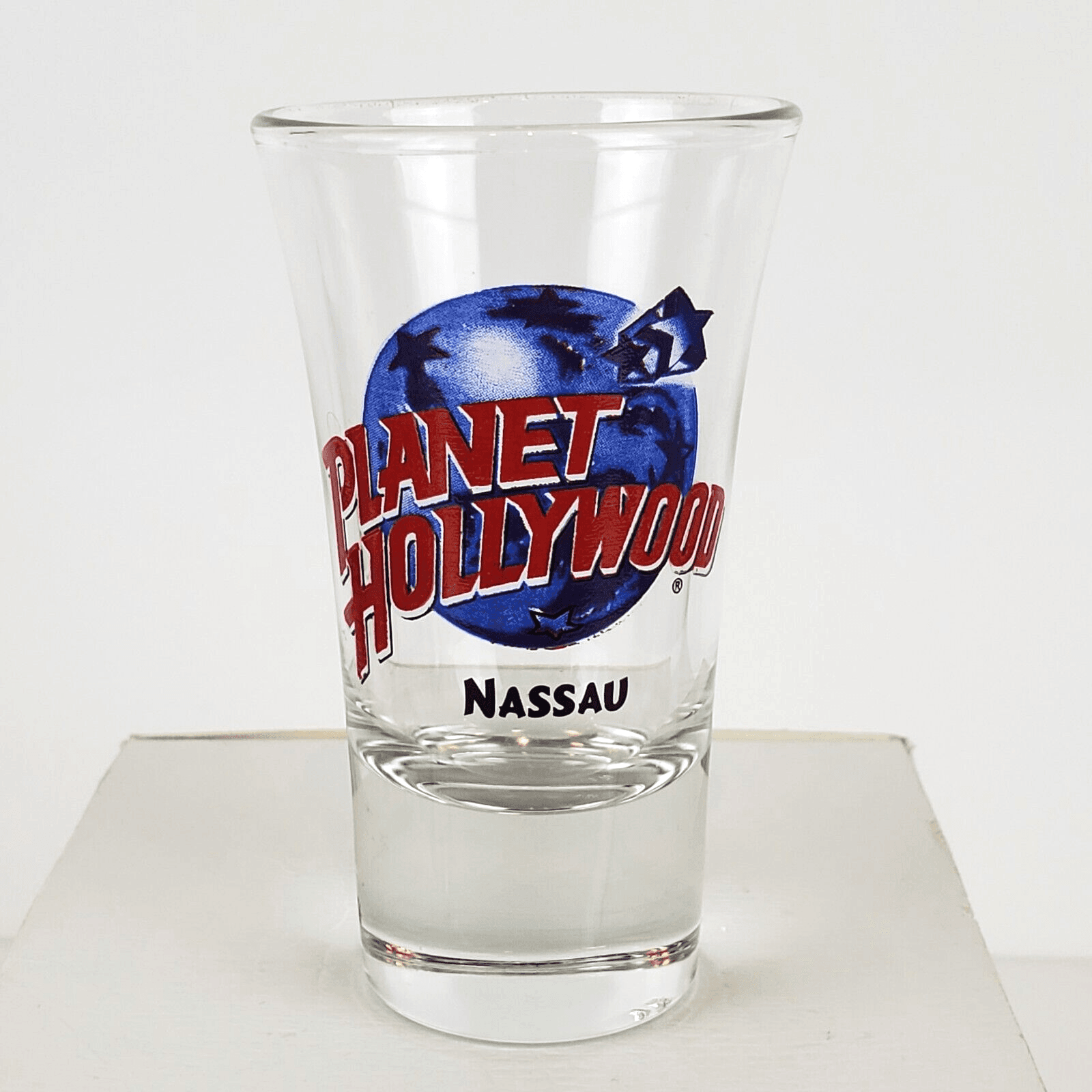 Vintage Planet Hollywood Nassau Souvenir Shot Glass Travel Barware Man Cave