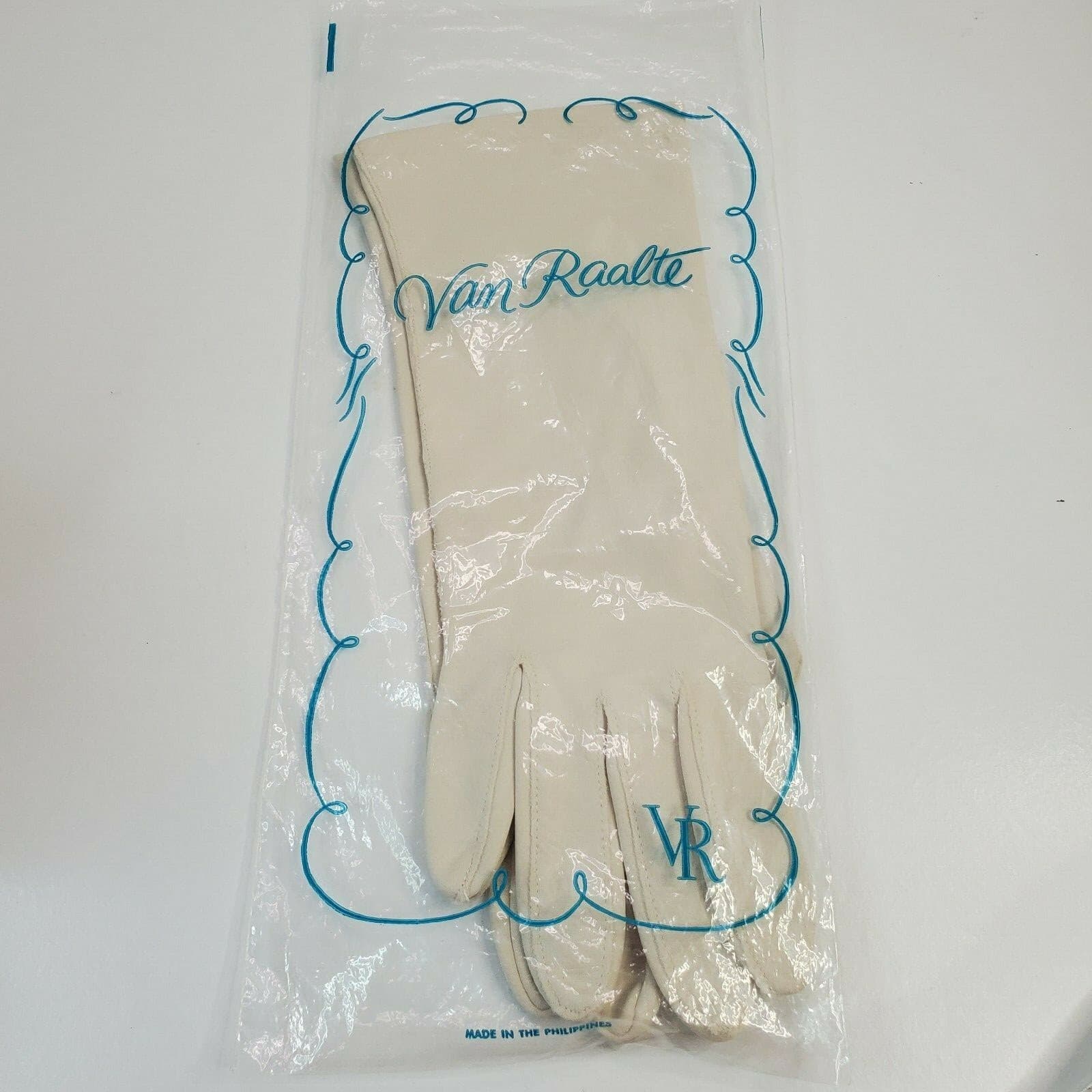 Vintage Van Raalte Beige Nylon Gloves Stitching Soft Size 7 1/2" Philippines - Thumbnail 4