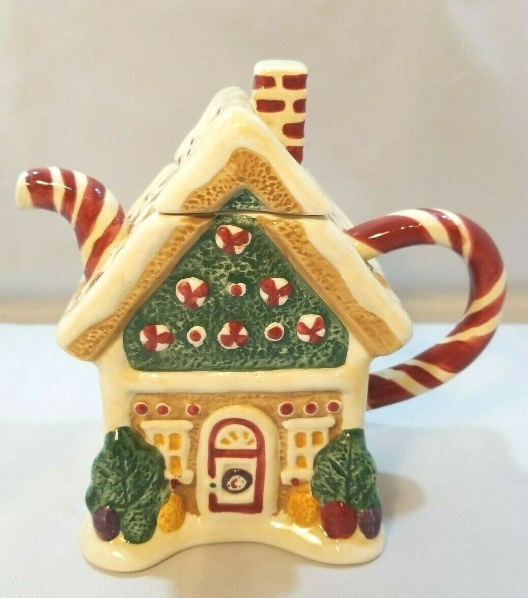 Sakura Debbie Mumm Christmas Teapot Gingerbread House Sweet Candy Canes - Thumbnail 2