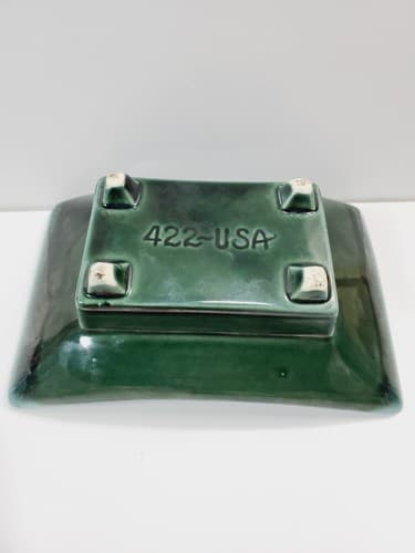 Vtg HULL MCM Art Pottery #422 USA Footed Shallow Rectangle Planter Dish 7 x 4.5 - Thumbnail 4
