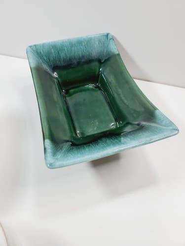 Vtg HULL MCM Art Pottery #422 USA Footed Shallow Rectangle Planter Dish 7 x 4.5 - Thumbnail 3