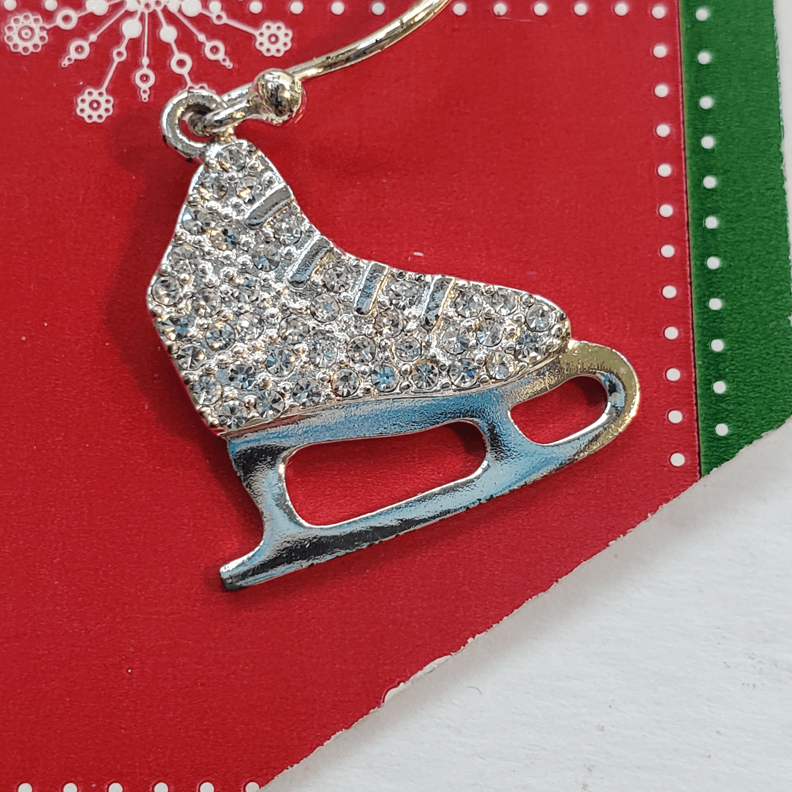 Fine Silver Plated with Genuine Crystals Ice Skates Skater Hook Pierced Earrings - Thumbnail 5