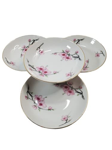Vintage Diamond China CHERRY BLOSSOM made In Japan Berry Bowls 5.5" Set of 4